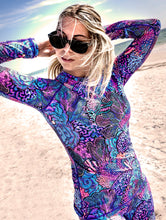 Load image into Gallery viewer, SpaceFish Army Eco-friendlyCoral Kaleidoscope Contour Rash Guard