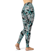 Load image into Gallery viewer, SpaceFish ArmyEco-Friendly Electric Blue Octofloral Contour Leggings