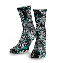 Load image into Gallery viewer, SpaceFish Army Eco-friendly Electric Blue Octofloral Dive Socks
