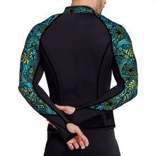Load image into Gallery viewer, SpaceFish Army MENS Eco-friendly Full Zip UP Hammerhead Hibiscus Rash Guard
