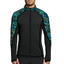 Load image into Gallery viewer, SpaceFish Army MENS Eco-friendly Full Zip UP Hammerhead Hibiscus Rash Guard
