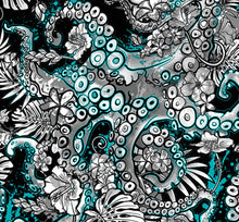 Load image into Gallery viewer, SpaceFish Army Eco-friendly Full Zip Up Electric Blue Octofloral Rash Guard

