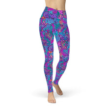 Load image into Gallery viewer, SpaceFish Army Eco-Friendly Coral Kaleidoscope Contour Leggings
