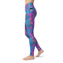 Load image into Gallery viewer, SpaceFish Army Eco-Friendly Coral Kaleidoscope Contour Leggings
