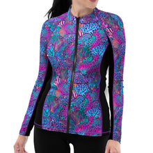 Load image into Gallery viewer, SpaceFish Army Eco-friendly Full Zip Up Coral Kaleidoscope Rash Guard
